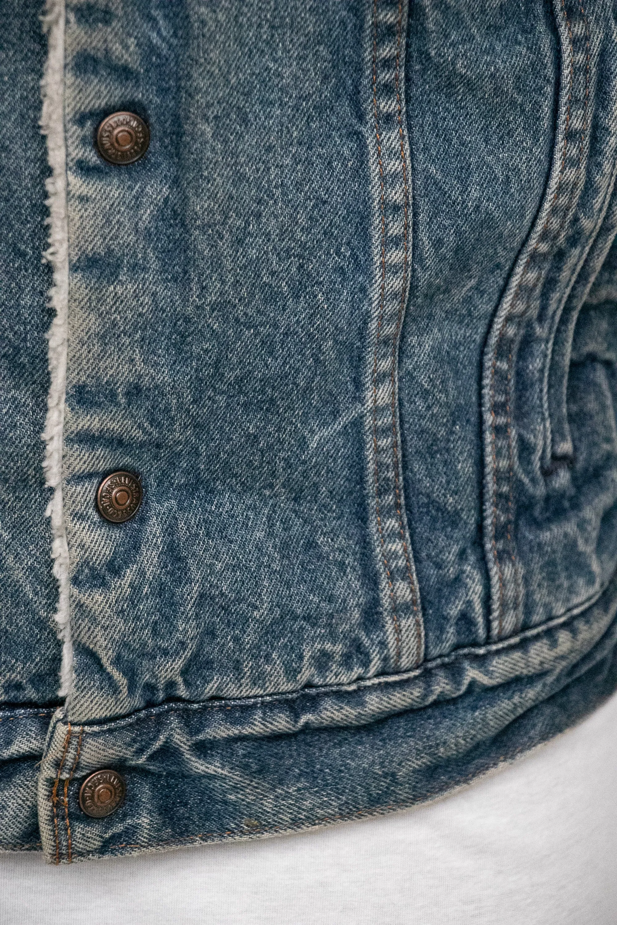 1980s Levi's Denim Sherpa Jacket Fleece M