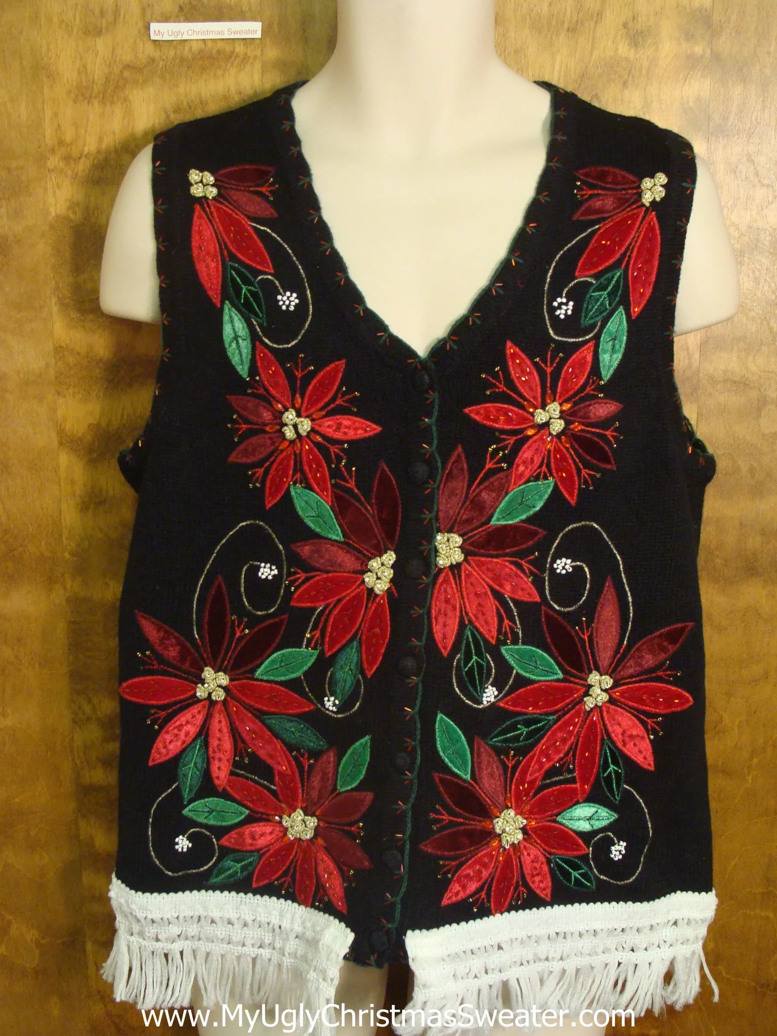 Black Red and Green Christmas Sweater Vest