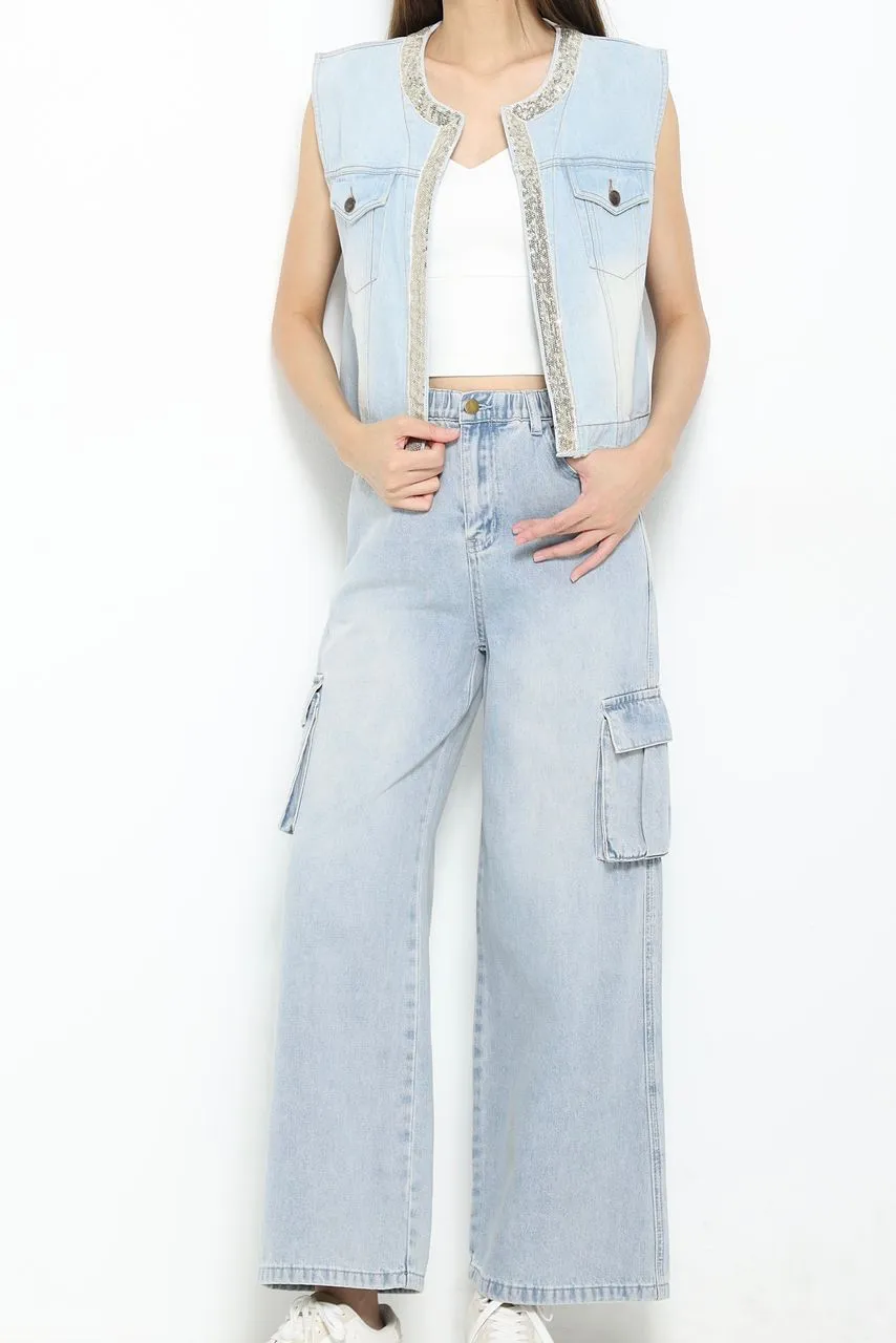 Sasha Sequins Denim Vest