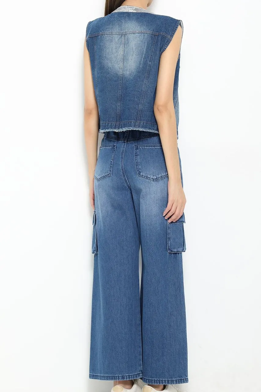 Sasha Sequins Denim Vest
